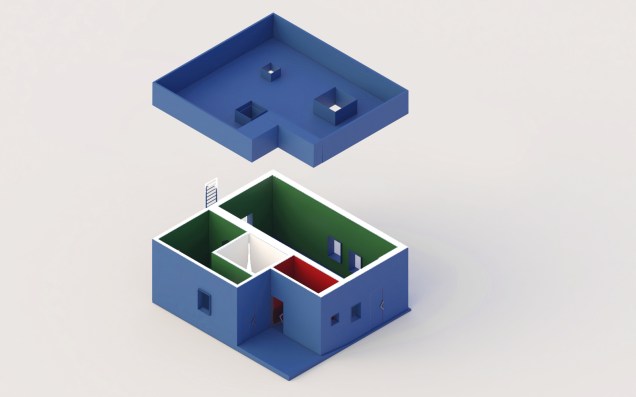 Na perspectiva é possível ver a localização do quarto branco secreto projetado para destacar o sal. Na perspectiva é possível ver a localização do quarto branco secreto projetado para destacar o sal.