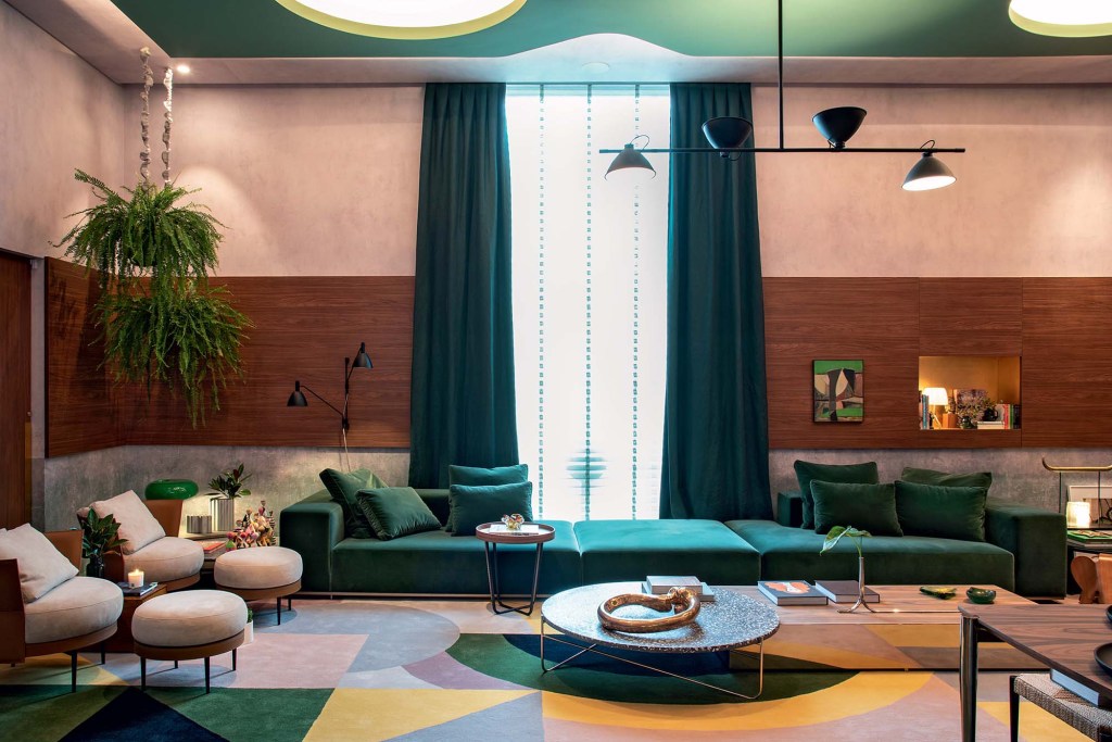NAOMI ABE sofá verde naomi abe casacor sao paulo 2019 living do colecionador projeto