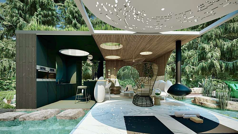 the-awakening-house-01 Área externa com piscina e passarela branca