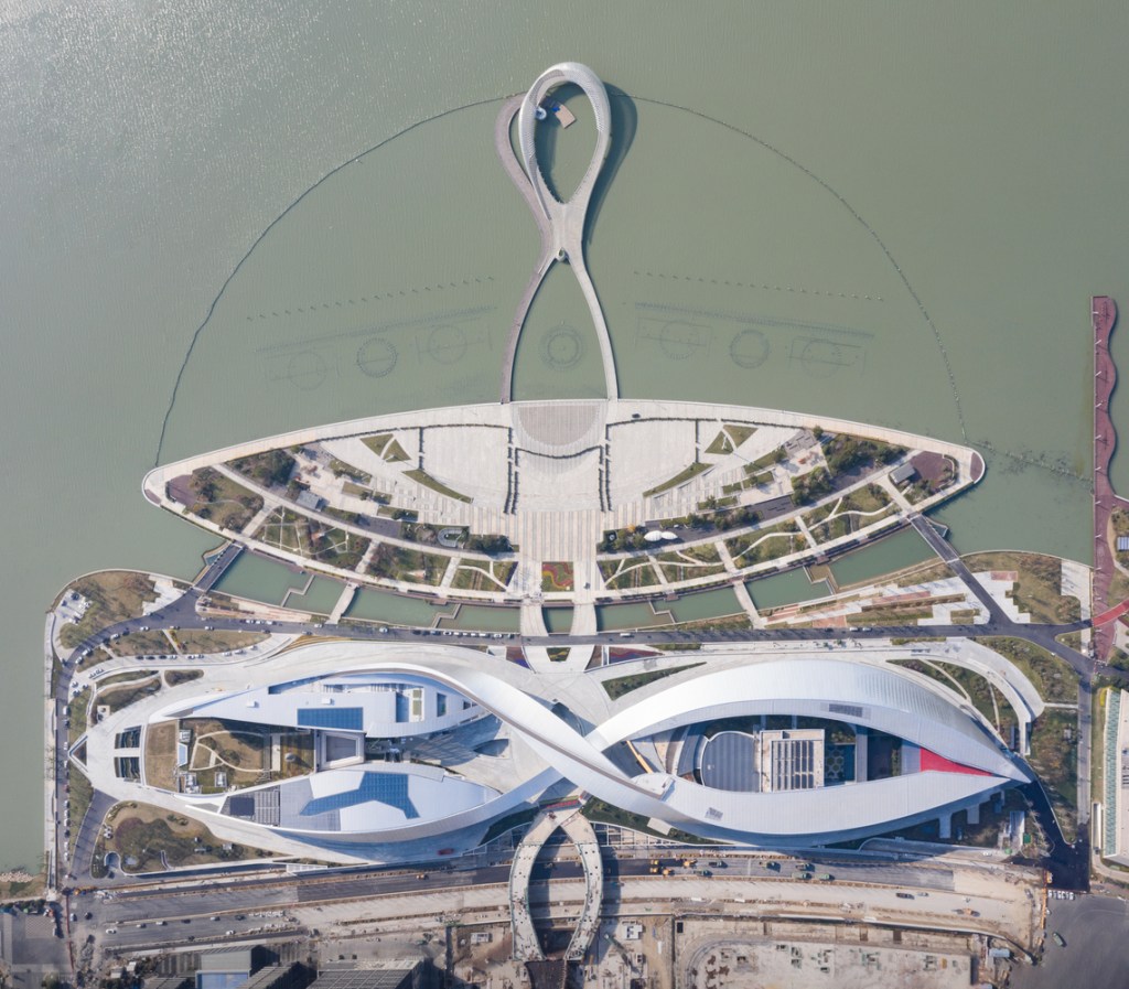 Centro Cultural 3 Visão aérea do Suzhou Bay Cultural Center