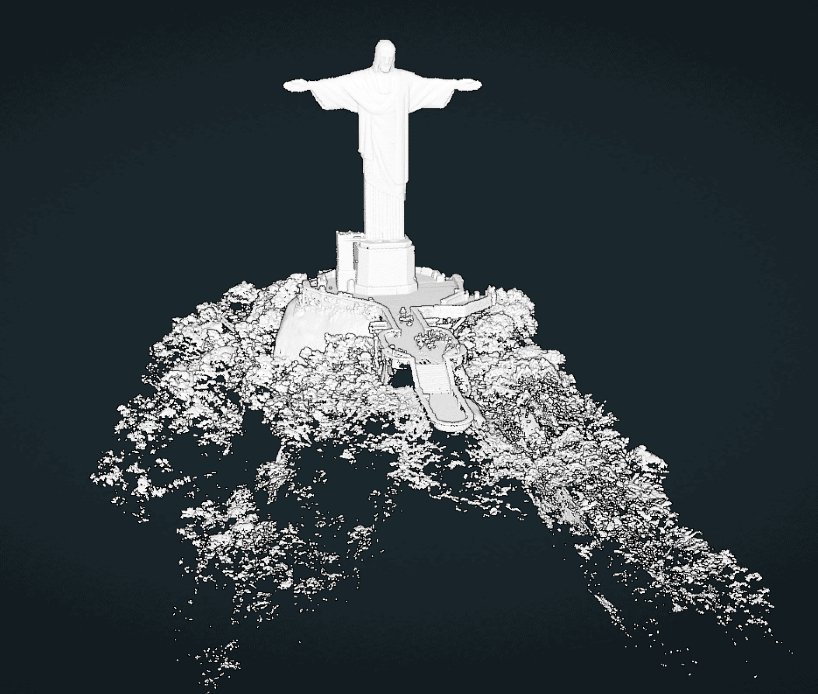 Cristo 1 Mais de 180 milhões de pontos de dados foram capturados, produzindo um modelo digital do monumento que abraça a cidade do Rio de Janeiro.