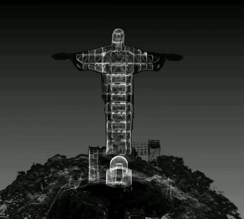Cristo 3 Mais de 180 milhões de pontos de dados foram capturados, produzindo um modelo digital do monumento que abraça a cidade do Rio de Janeiro.