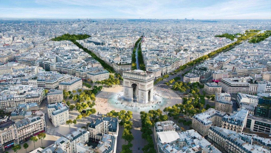 Paris Jardim Linear 1 Ilustração do futuro projeto de jardim urbano linear em Paris.