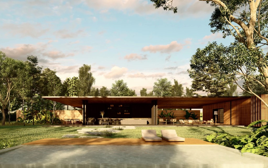 Casa Mixarabi Render da Casa Muxarabi, do escritório MF+ Arquitetura