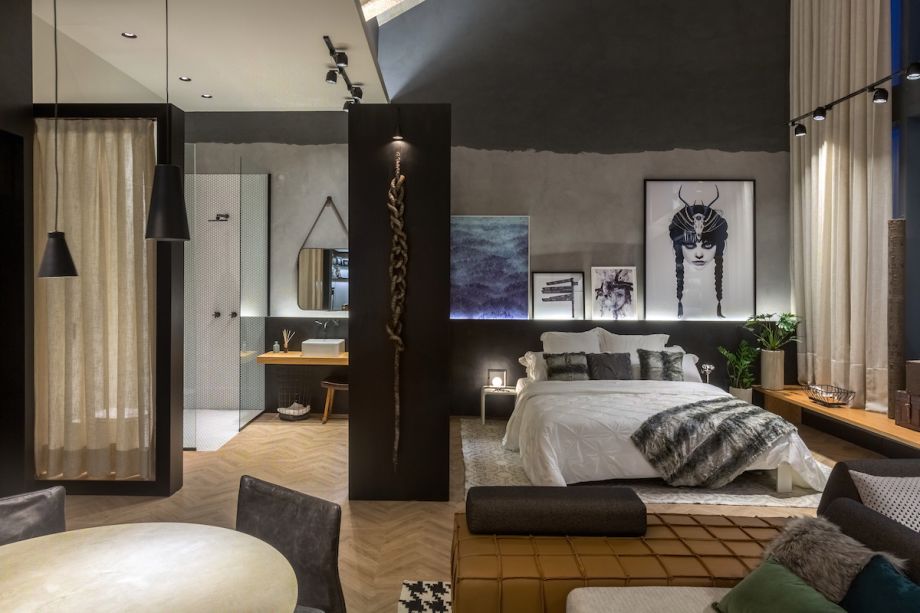Quarto de casal estilo industrial