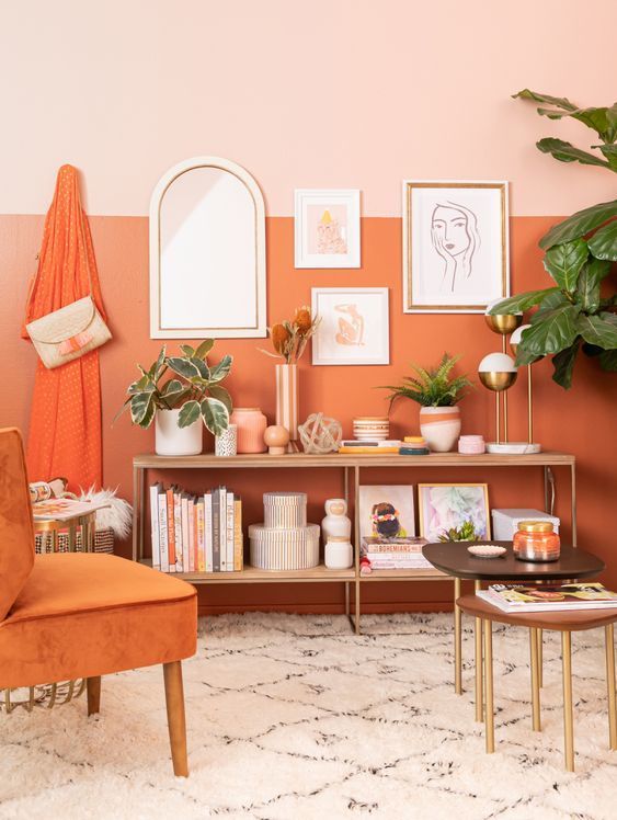 decoração; cor pêssego; inspirações; arquitetura; sala de estar; sala de jantar; cozinha; casa; apartamento