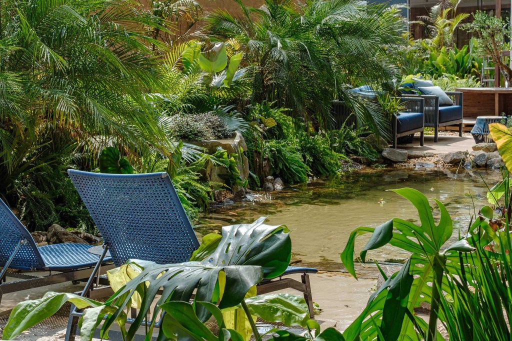 Horto-Laguna-2–Horto-dos-Buritis—Foto-Gustavo-Amorim Horto Laguna Rafael Mineiro Natália Azevedo CASACOR Minas Gerais 2021 lago natural deque plantas tropicais poltronas jardim paisagismo