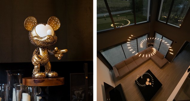 Criação original da Leblon Delienne, a escultura Sparkling Mickey ganha uma nova versão pelas mãos do designer francês Thomas Dariel, agora em uma versão pop que presta homenagem ao movimento do pontilhismo. À direita, o pendente M101, última criação de Henri Bursztyn, é uma galáxia espiral com raios delicados que nos transporta para a constelação Ursa Maior. Criação original da Leblon Delienne, a escultura Sparkling Mickey ganha uma nova versão pelas mãos do designer francês Thomas Dariel, agora em uma versão pop que presta homenagem ao movimento do pontilhismo. À direita, o pendente M101, última criação de Henri Bursztyn, é uma galáxia espiral com raios delicados que nos transporta para a constelação Ursa Maior.