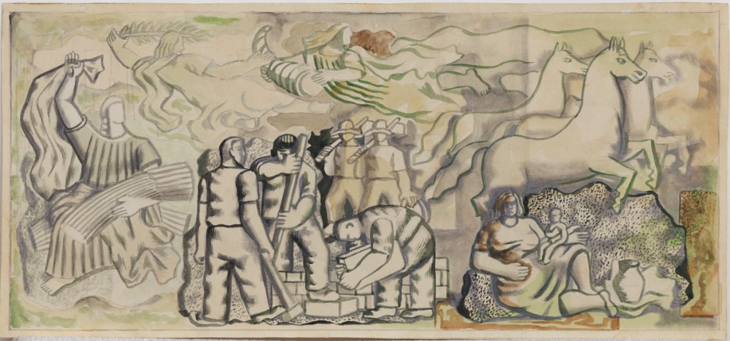 1963.3.1020 Projeto para Mural (Trabalhadores), 1945 aquarela e grafite sobre papel
