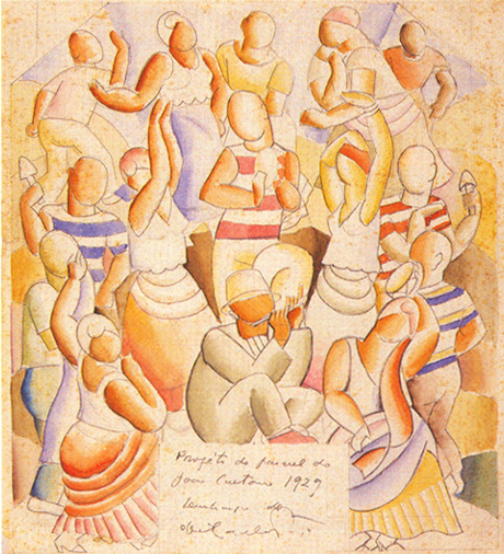 Emiliano Di CavalcantiProjeto do Painel do Teatro João Caetano, 1929- grafite e aquarela sobre papel