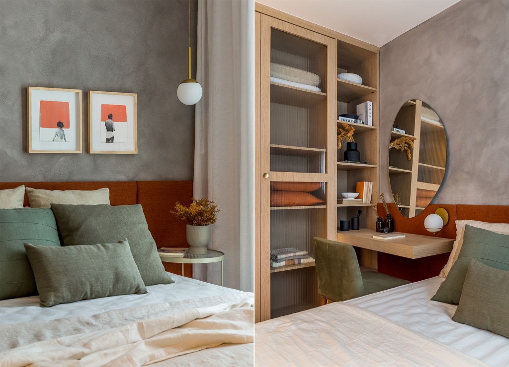 Apartamento-na-Zona-Portuária-do-Rio-de-Janeiro-com-55m2-assinado-pelo-STUDIO-LEANDRO-NEVES-_-foto-11 apartamento decoração leandro neves industrial quarto cama casal penteadeira marcenaria