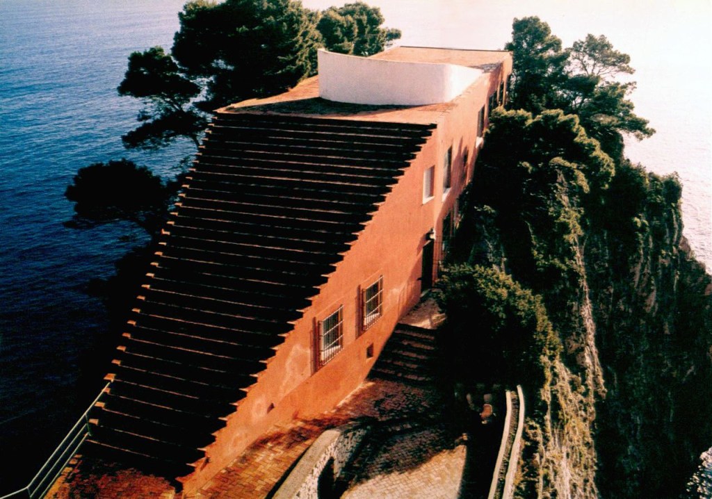 O-Desprezo-Jean-Luc-Godard Casa Malaparte por Curzio Malaparte em Capri, na Itália.