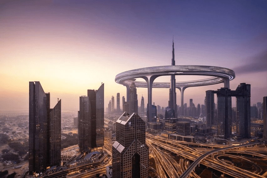 zn-era-space-downtown-circle-burj-khalifa-dubai-ring-skyscraper_dezeen_2364_col_6-852×568 Estrutura arredondada em torno do Burj Khalifa