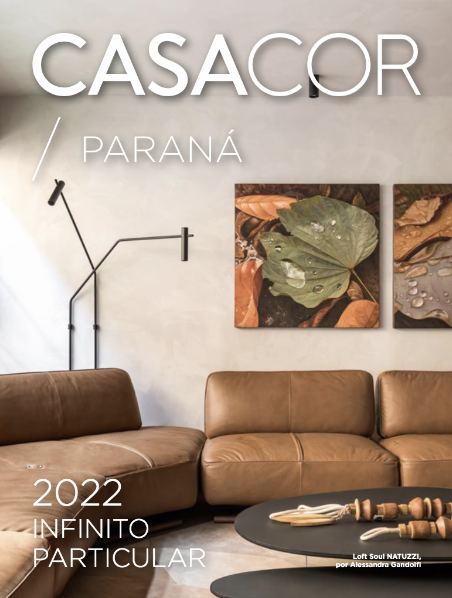 Capa do Anuário da CASACOR Paraná 2022. Ambiente: Loft Soul Natuzzi, por Alessandra Gandolfi.