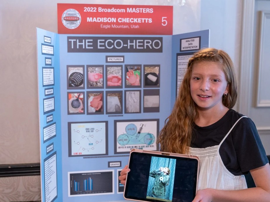 madison-eco-hero A jovem Madison Checketts desenvolveu o Eco-Hero: uma membrana gelatinosa que contém água que pode substituir as garrafas plásticas.