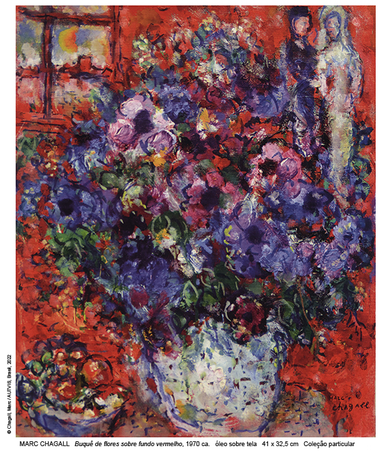 Bouquet-de-fleurs-sur-fond-rouge Marc Chagall: sonho de amor— CCBB SP