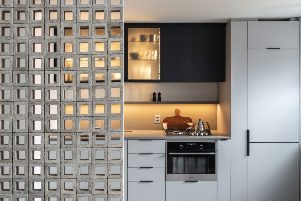 cozinha-apto-50m2 apartamento, 50m², ambientes integrados, escritório Terra Capobianco