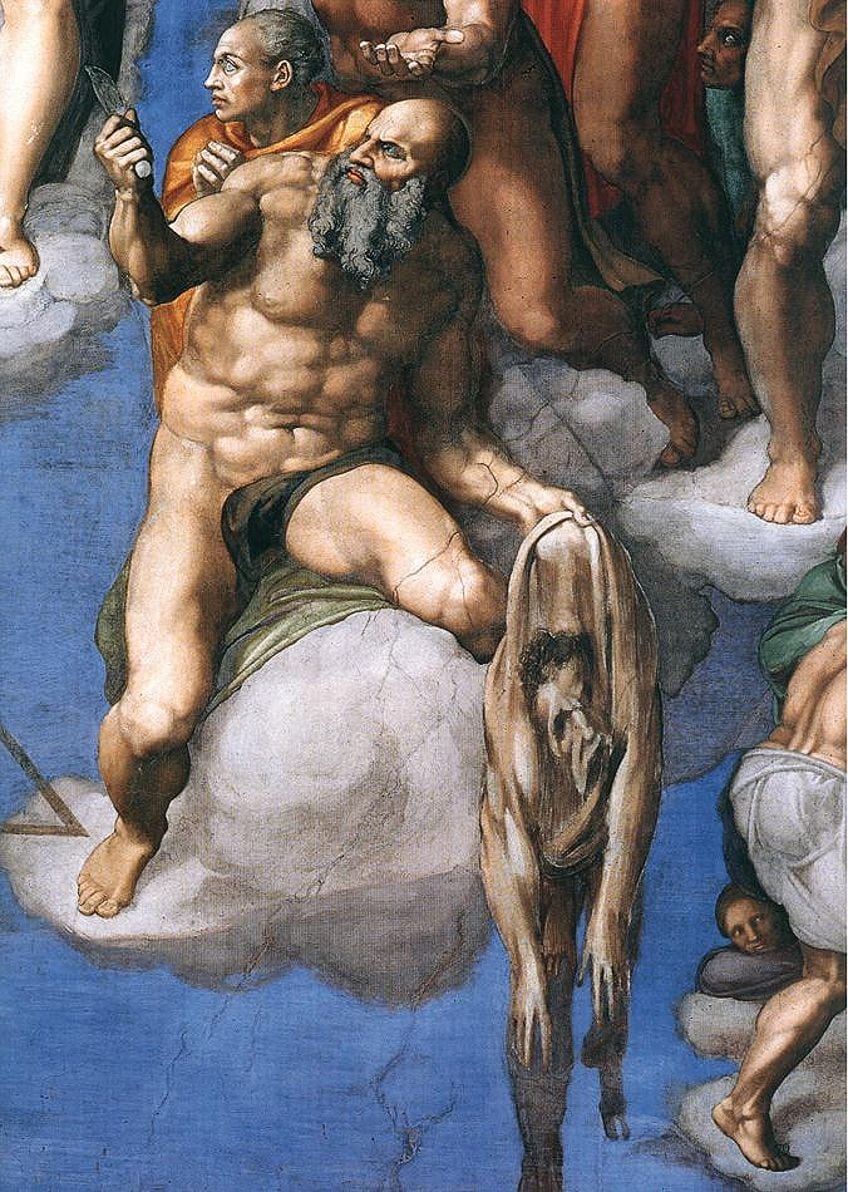 Michelangelo-Buonarroti Michelangelo se desenhava em algumas obras